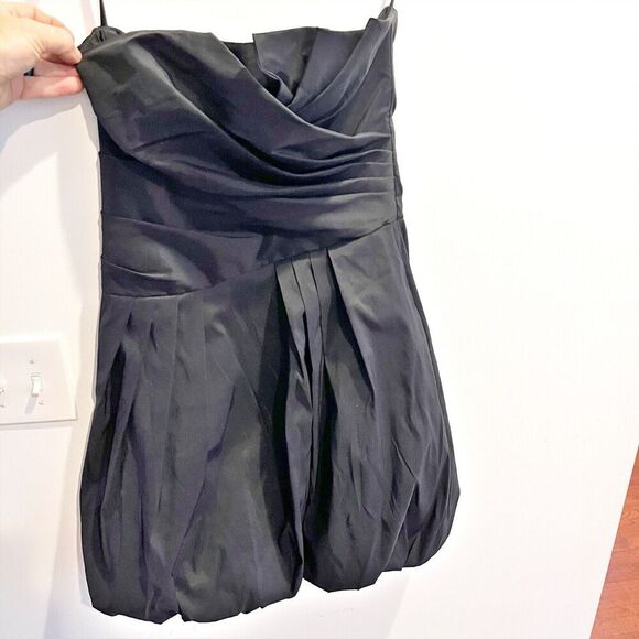 Betsy Adam Black Mini Dress Bubble Skirt 8 Women LBD Cocktail Formal Semi Ruched - Picture 10 of 14